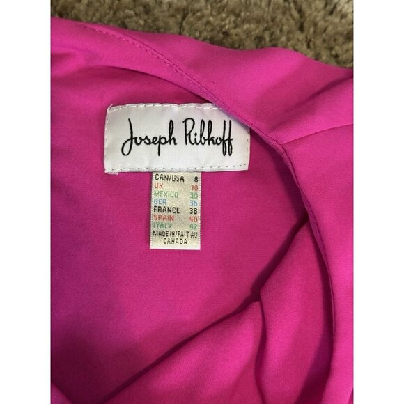 JOSEPH RIBKOFF Hot Pink Dress Cape Overlay Asymmetrical Career Business Lux 8 - Picture 3 of 7